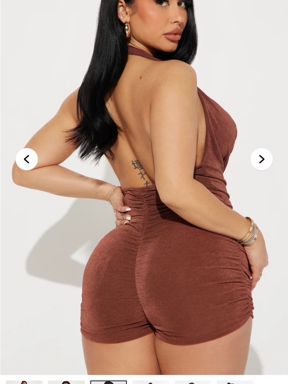 Fashion Nova Brown Ruched Halter Mini Dress - Picture 5 of 7